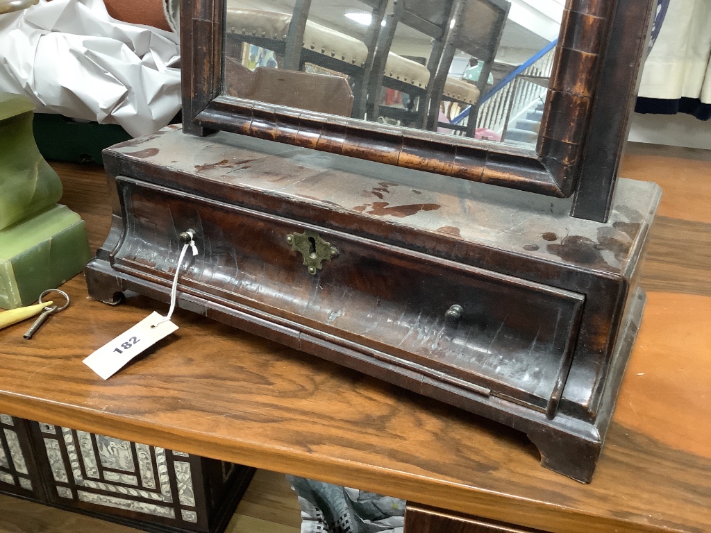 An 18th century walnut toilet mirror, width 44cm height 66cm